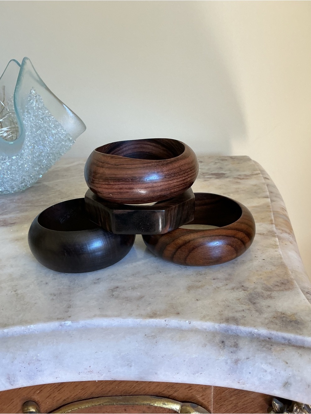 Lot of 4 Wooden Bangle Bracelets